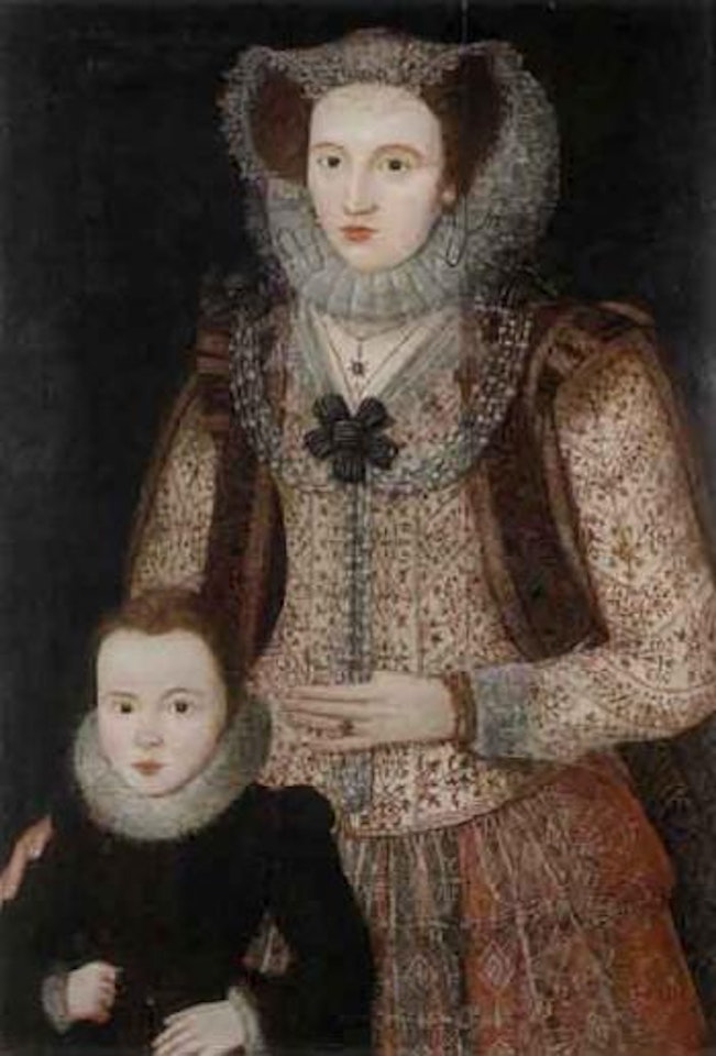 Portrait of lady with a child by English School