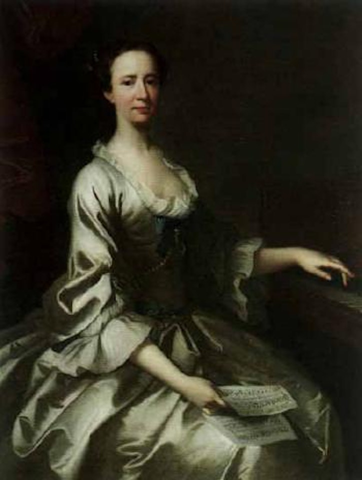 Portrait of Mrs Howard seated at a piano by Thomas Hudson