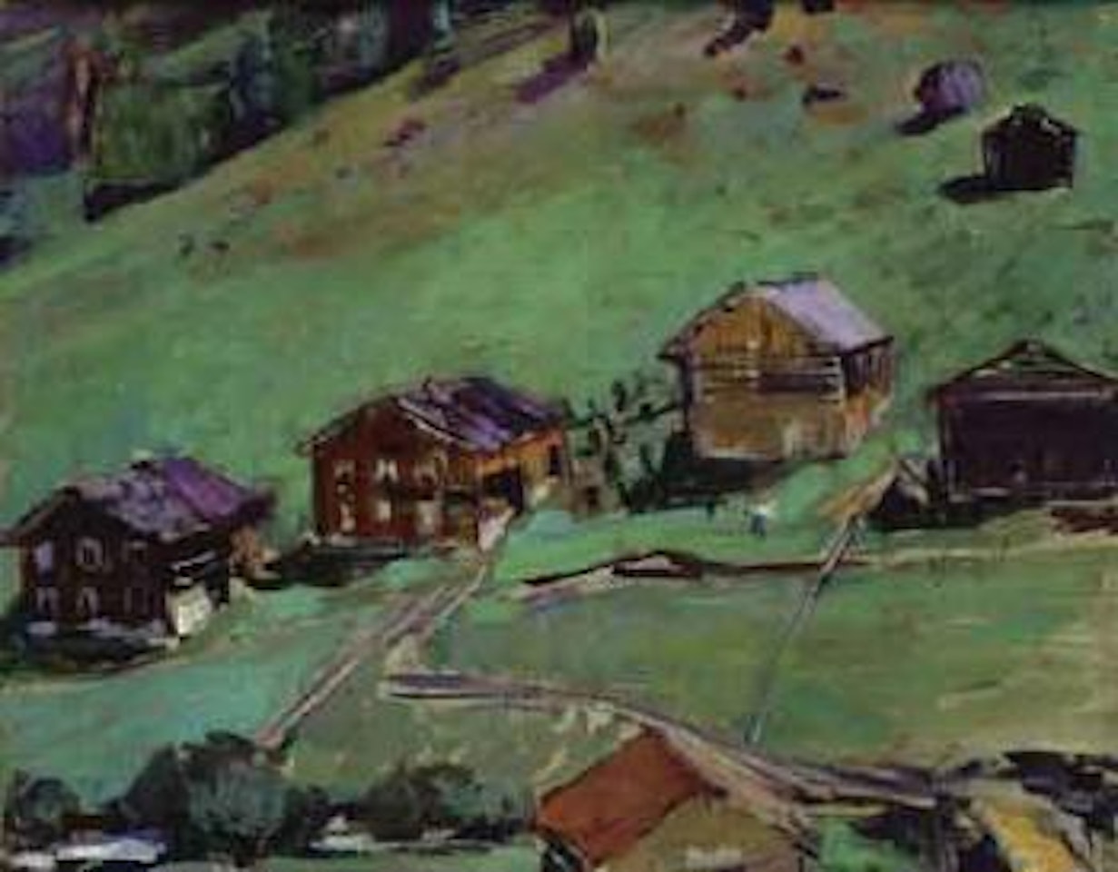 Meadow with houses and sheds by Broncia Koller-Pinell