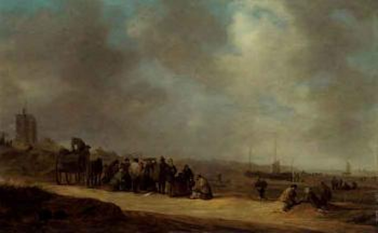 Fisherfolk on beach at Scheveningen by Jan van Goyen