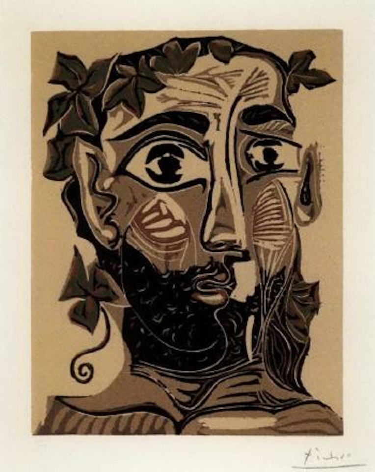 Homme barbu couronne de feuillage, homme barbu couronne de vigne by Pablo Picasso