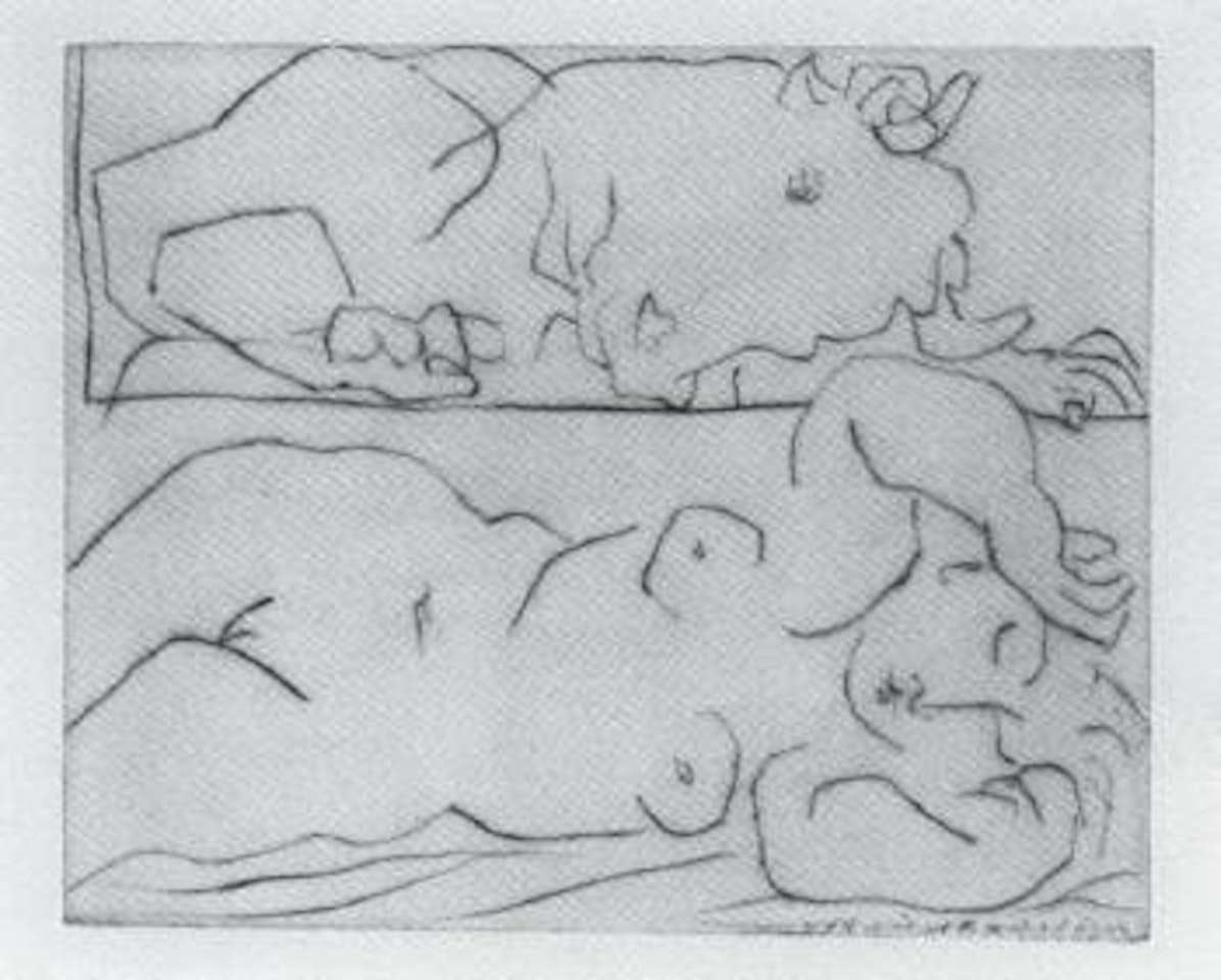 Minotaure contemplant une dormeuse by Pablo Picasso