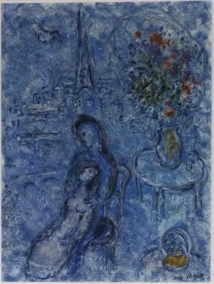 Tour Eiffel, fond bleu by Marc Chagall