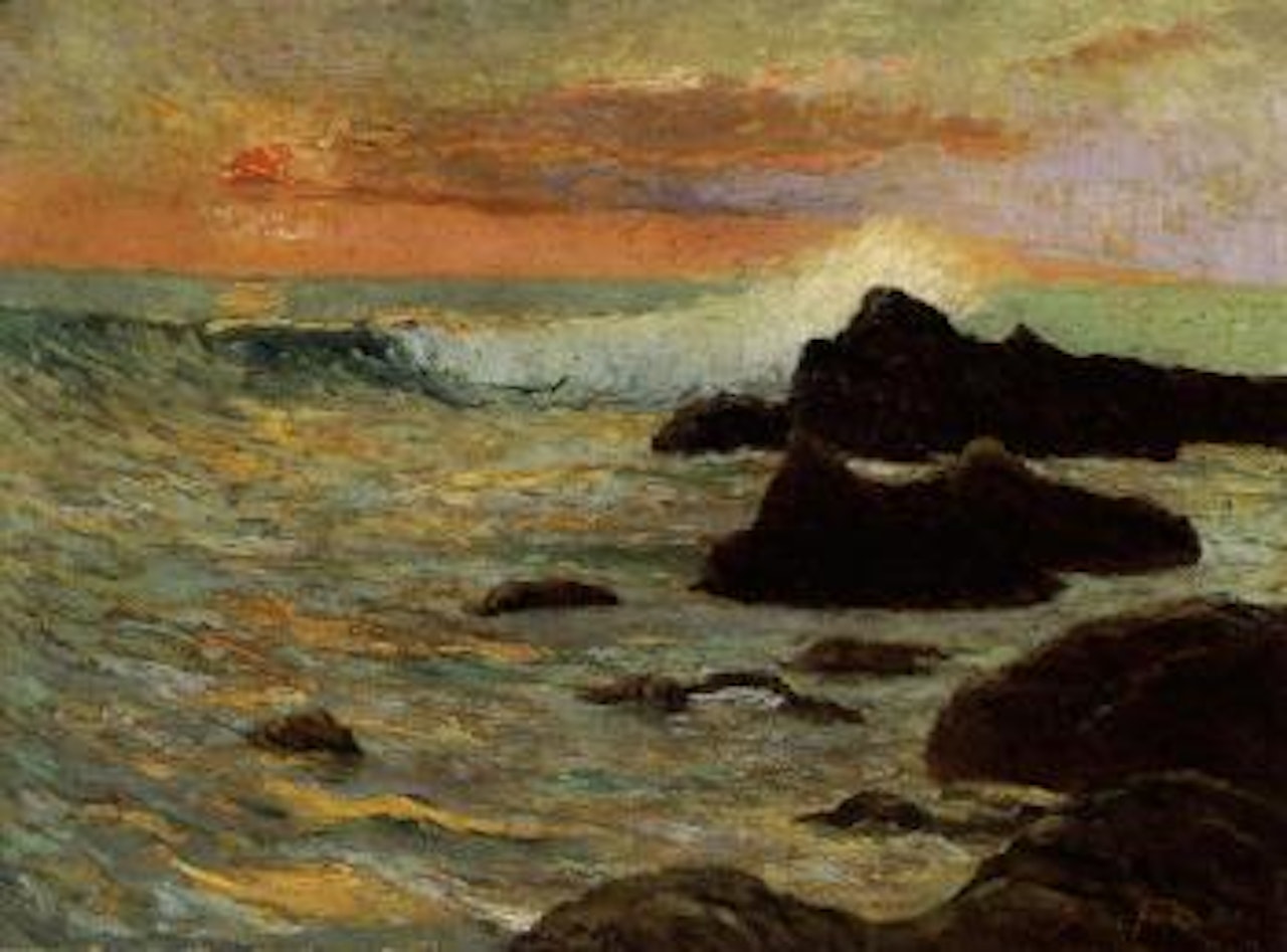 Les recifs, Cote de Bretagne, effet de soleil couchant by Maxime Maufra