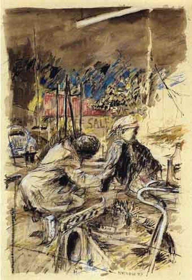 Seated women in an urban landscape by William Kentridge