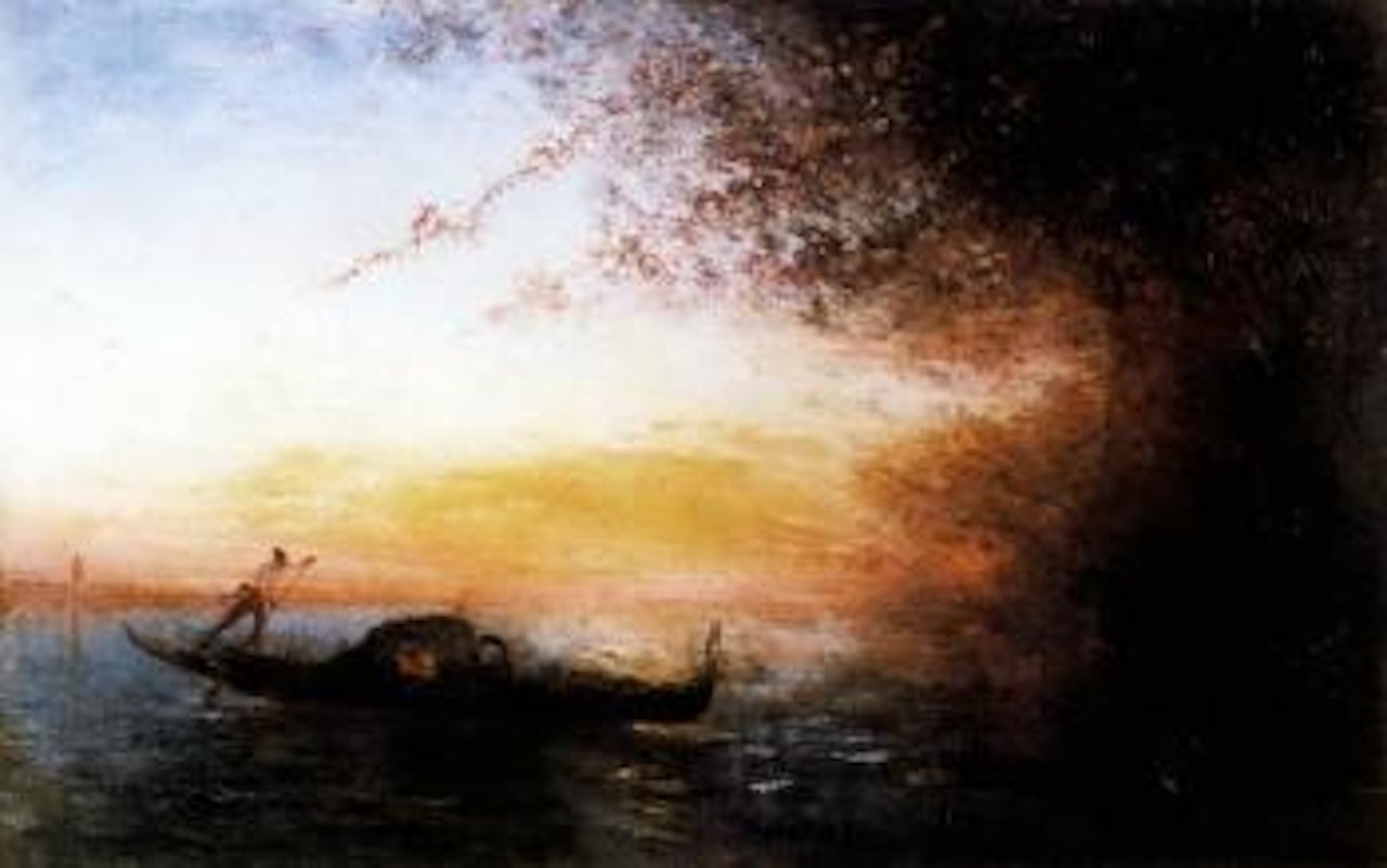 Gondole dans la lagune a Venise by Félix Ziem