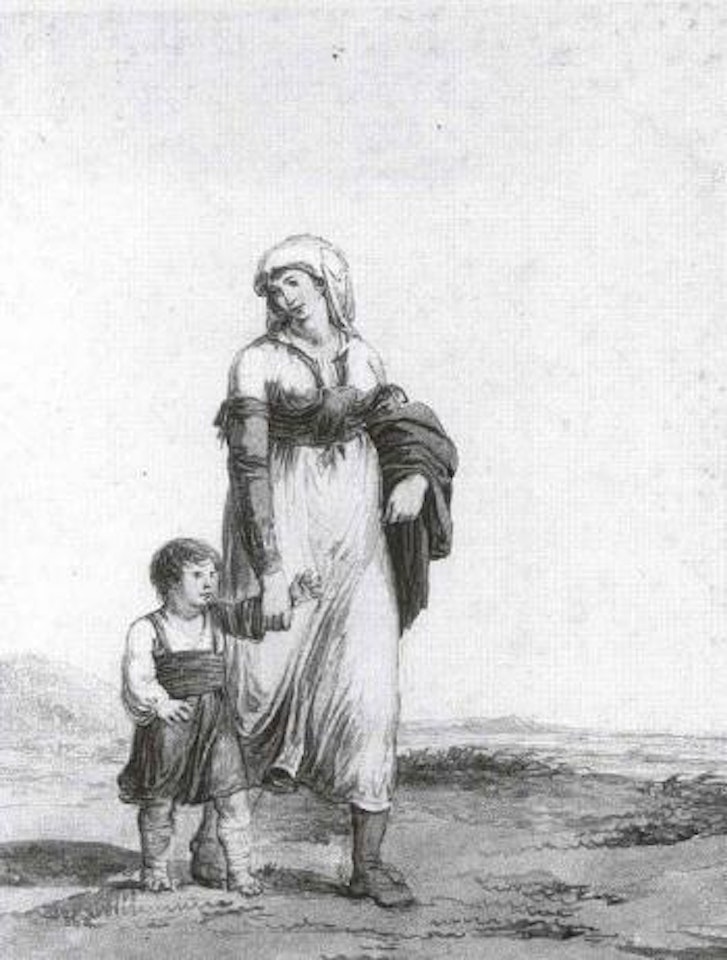Berger avec deux chevres. Paysanne avec son enfant by Bartolomeo Pinelli