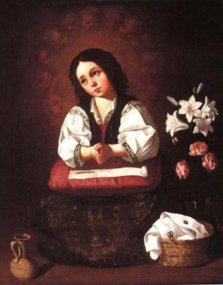 The Virgin child embroidering by Francisco de Zurbaran