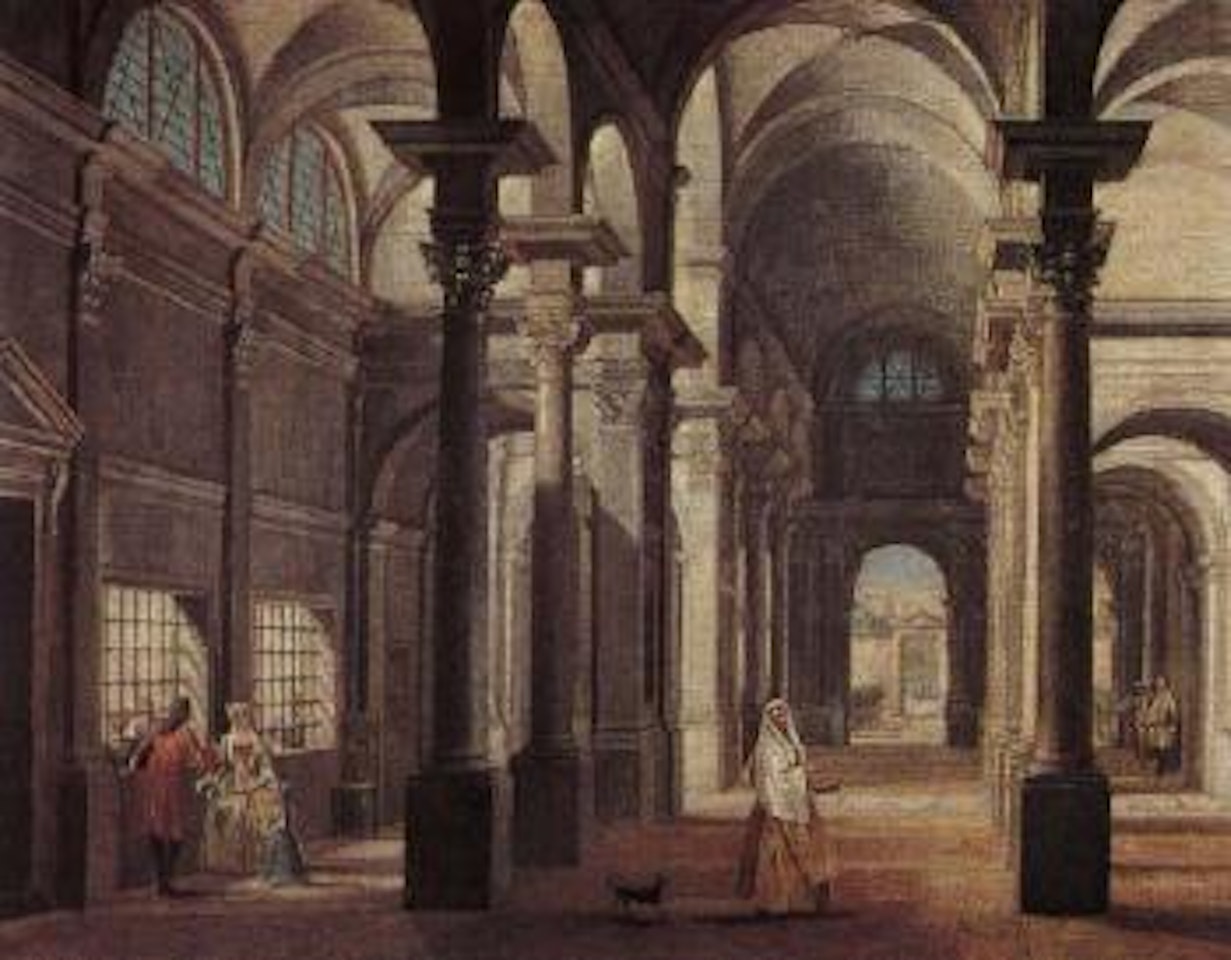 Temple interior by French School
