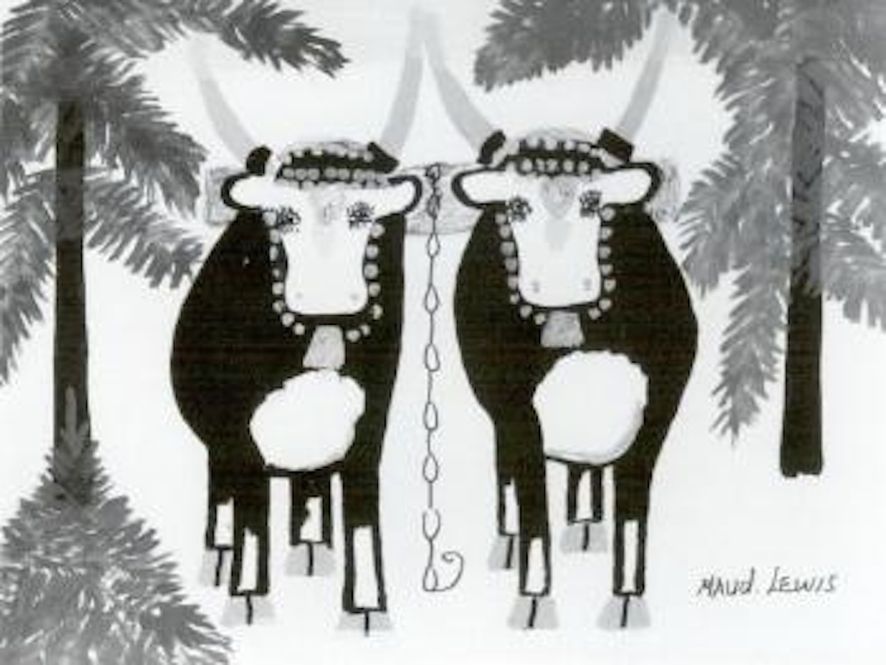 Pair of oxen by Maud Lewis