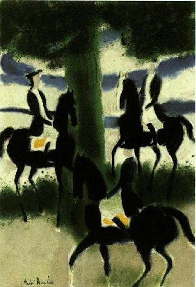 Trois cavaliers au soleil couchant by André Brasilier