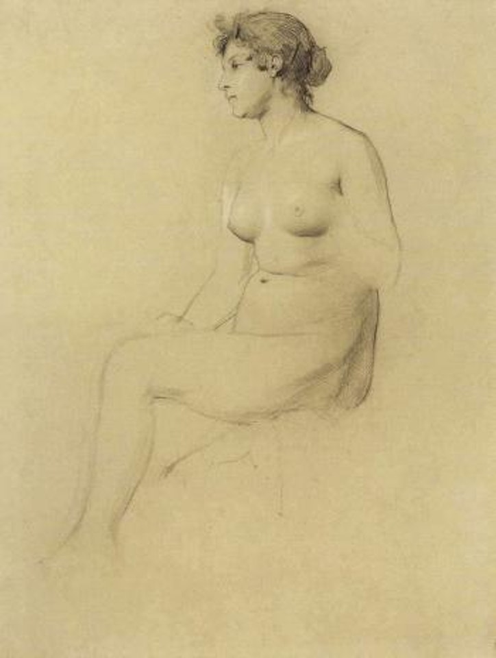 Seated female facing to the left by Gustav Klimt