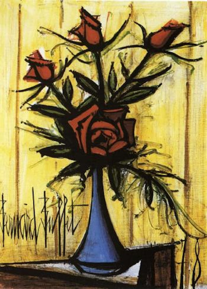 Roses dans un vase bleu by Bernard Buffet