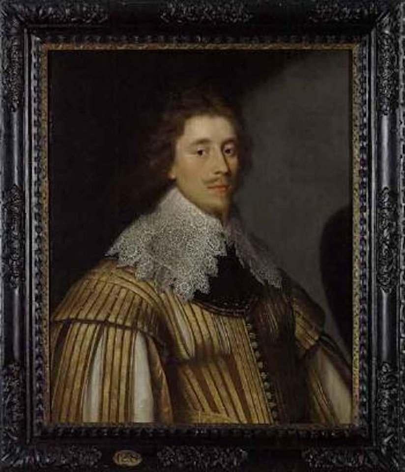 Portrait of Conyers D'Arcy, later 1st Earl of Holdernesse, wearing a gold slashed doublet and coller by English School