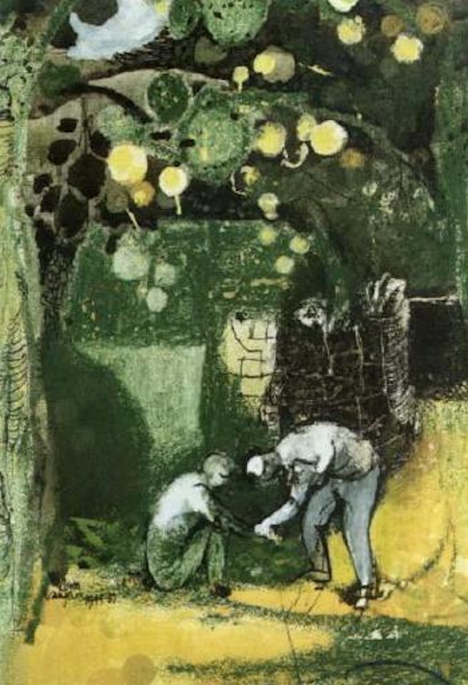 Landscape with two labourers by Keith Vaughan