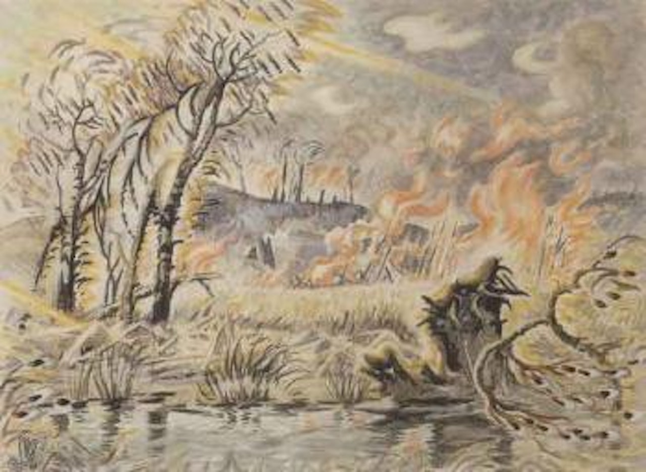 Swamp fire in March by Charles Burchfield