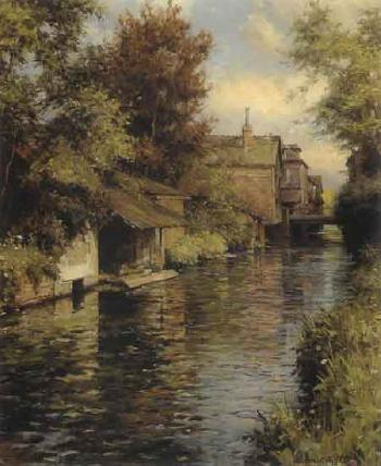 Sunny afternoon on the canal by Louis Aston Knight