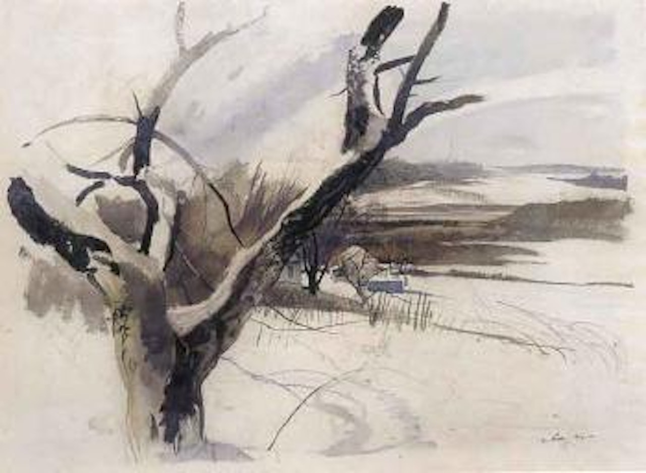 Winter farm scene by Andrew Wyeth