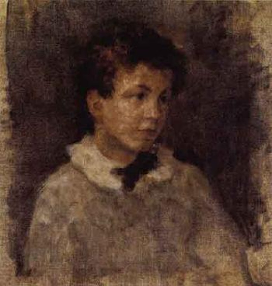 Portrait of small boy with white collar and black bow by Vilhelm Hammershoi