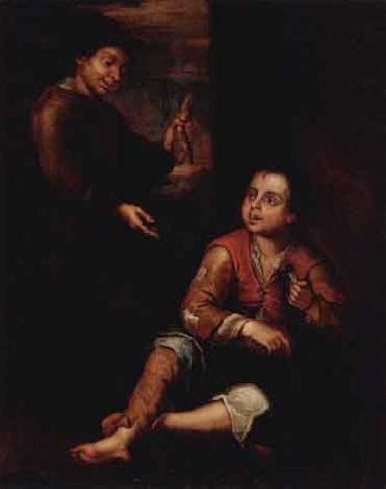 Two small boys with a fish by Bartolomé Esteban Murillo