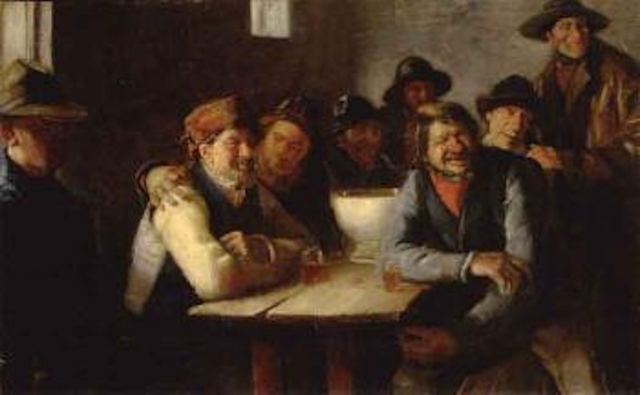 Fishermen around the punch bowl by Michael Ancher