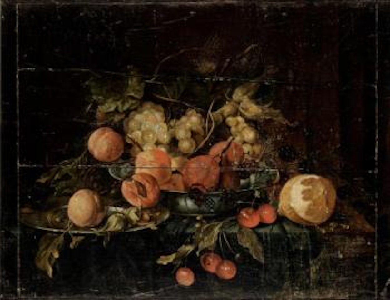 Still life of fruit in bowl by Cornelis de Heem