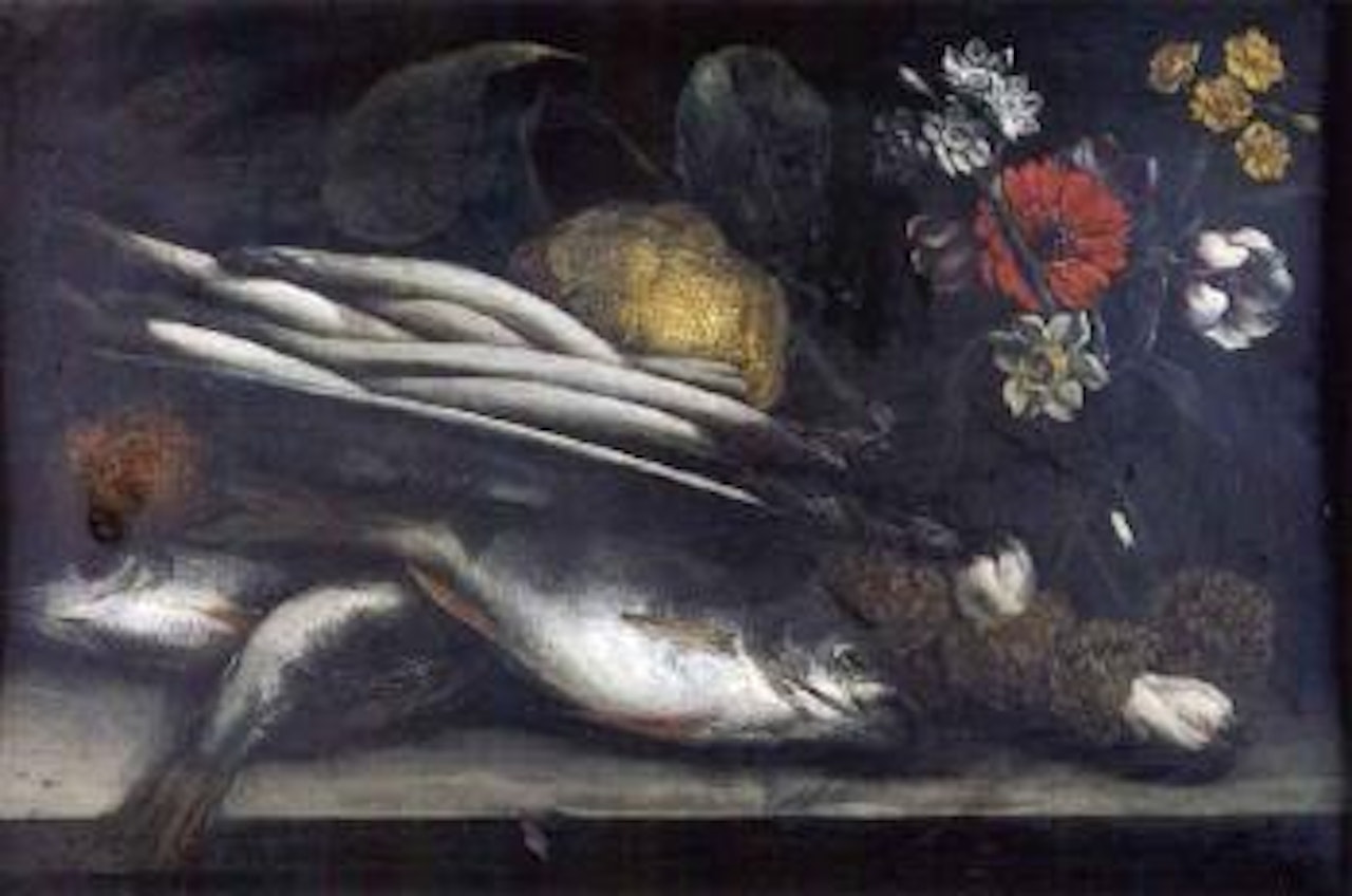 Nature morte aux poissons et aux asperges by Giuseppe Recco