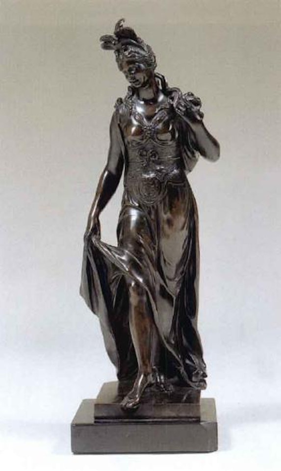 Jeune femme coiffee de plumes symbolisant l'Amerique by French School