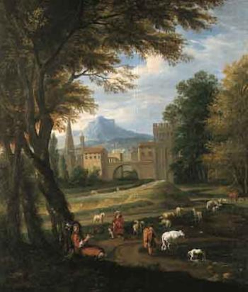 Landscape with shepherds by Roman School