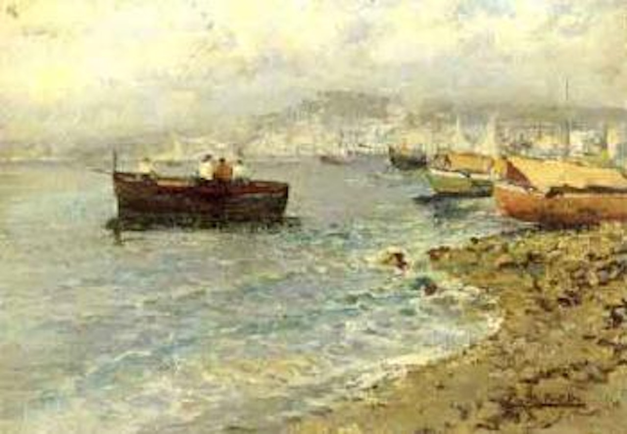 Boats and fishermen, Naples by Fausto Pratella