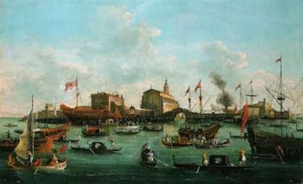 The arrival of the Bucintoro at San Nicolo al Lido by Giuseppe Bernardino Bison