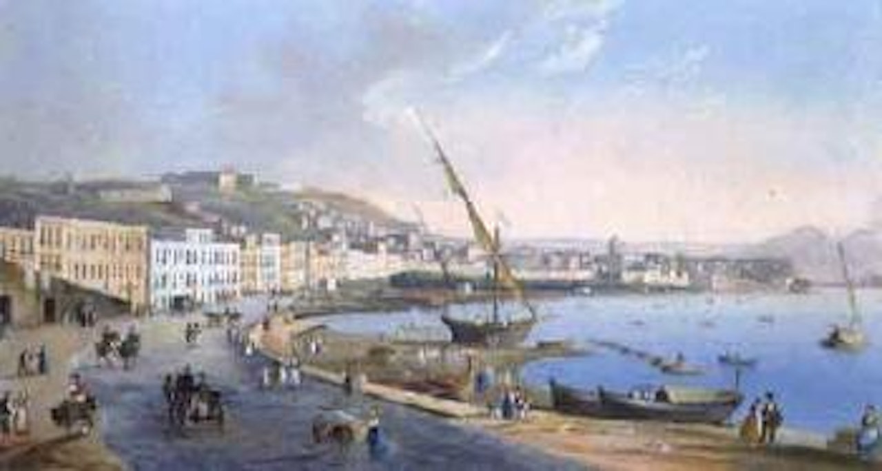 Naples seashore with figures by Neapolitan School