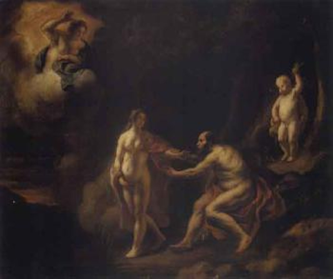 Jupiter and nymph, with Juno above by Jacob Jordaens