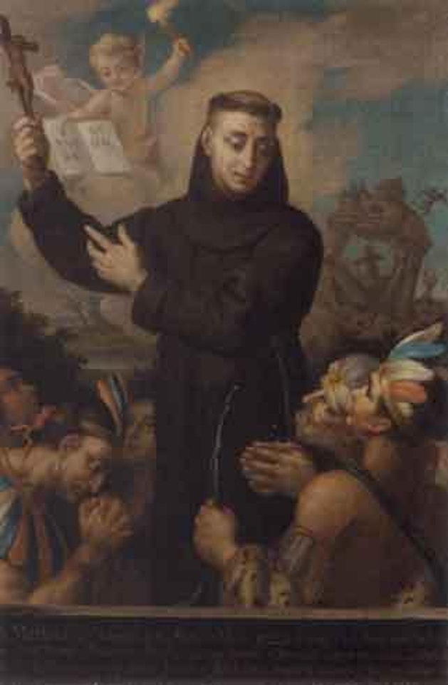 Saint Francis Xavier baptising Indians by Spanish School