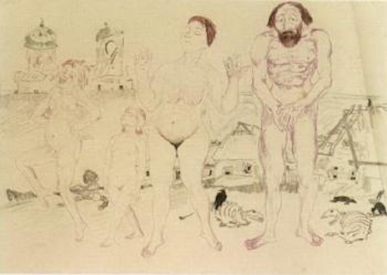 Nude family. Devil with girl's head. Peasant women. Angel chased by satyr by Filip Malyavin