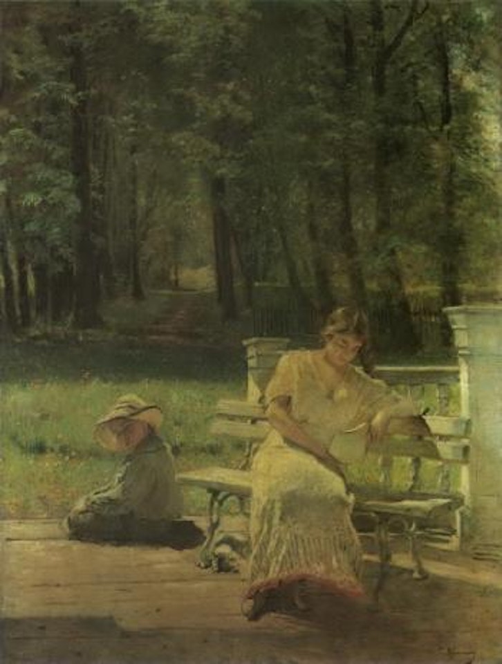 Olenka and Kolya on the balcony of the Dacha, the artist's children by Konstantin Makovsky