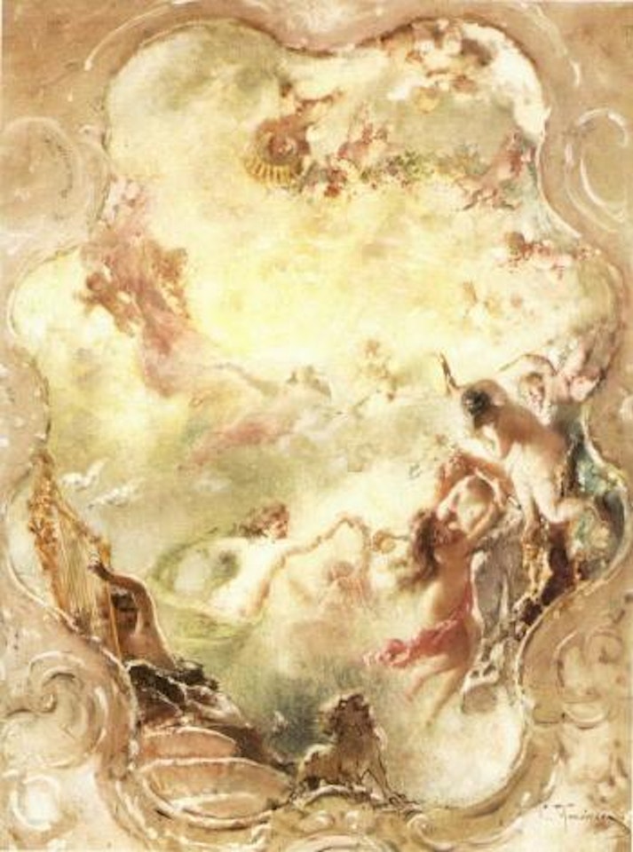 Design for ceiling, possibly for Von Dervis music room by Konstantin Makovsky