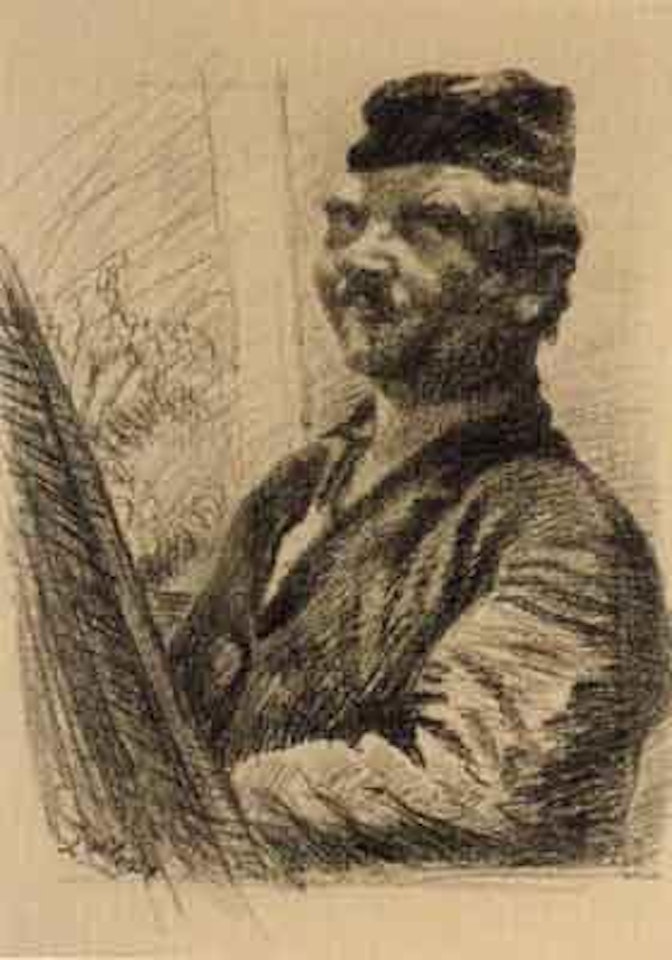 Selbstbildnis mit Staffelei by Ludwig Meidner