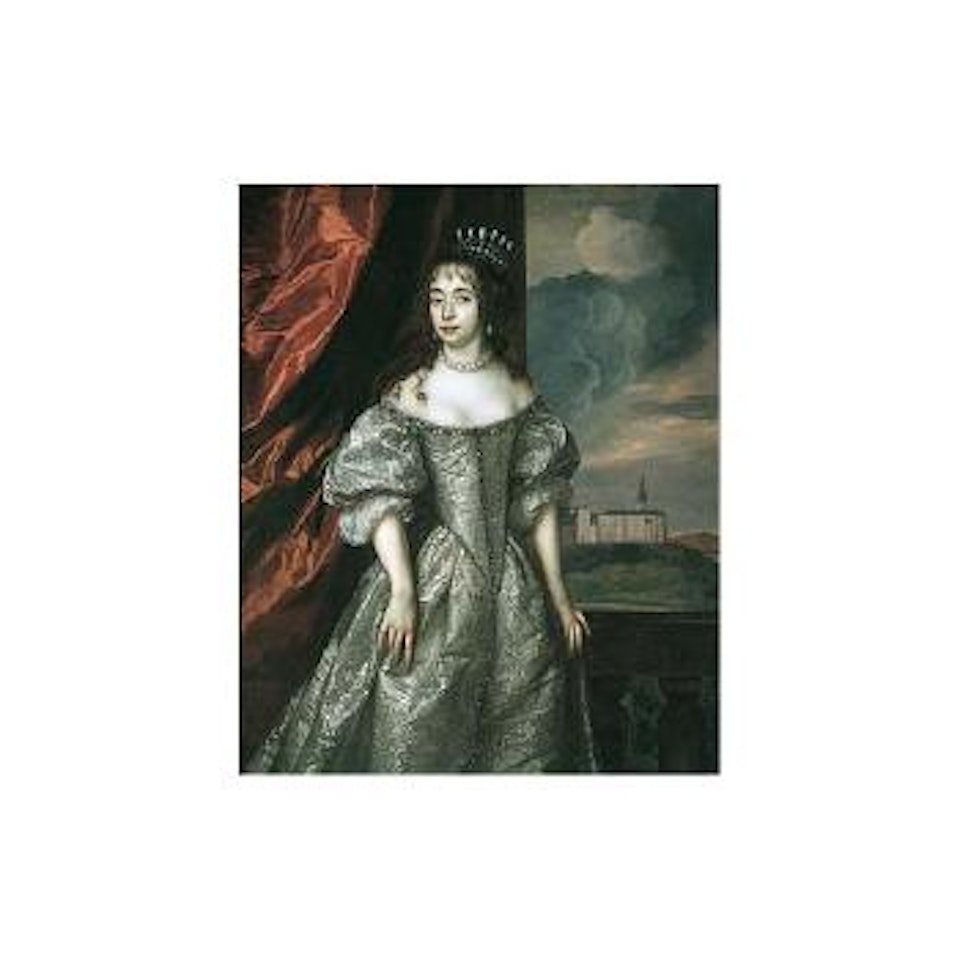 Portrait of a noble lady wearing a pearl and diamond crown by Anthony van Dyck