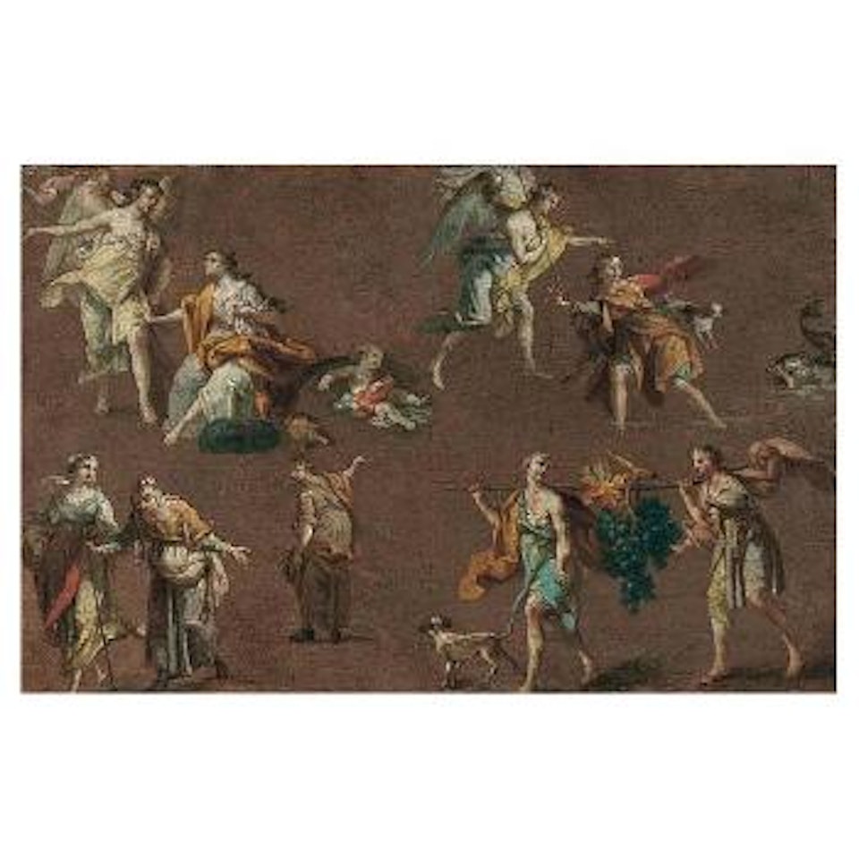 Figure studies including Hagar and Ishmael and Tobias and the Angel by Neapolitan School