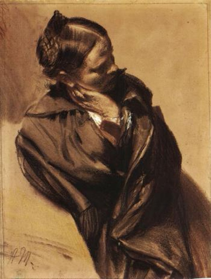Emilie, the artist's sister, wearing coat by Adolph Menzel
