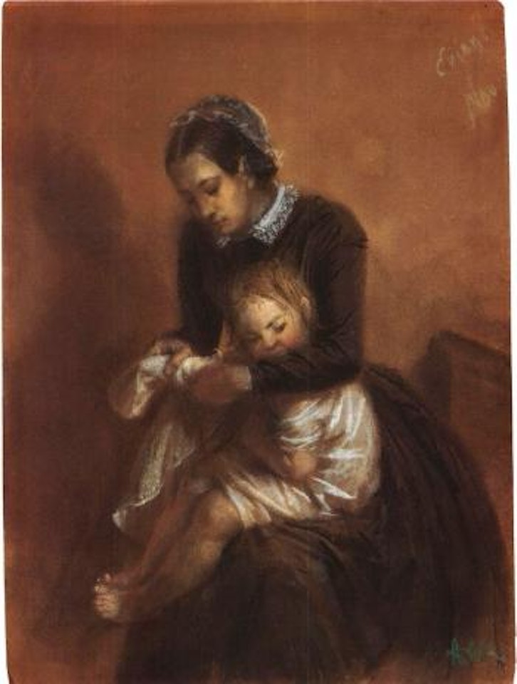 Young mother with child by Adolph Menzel