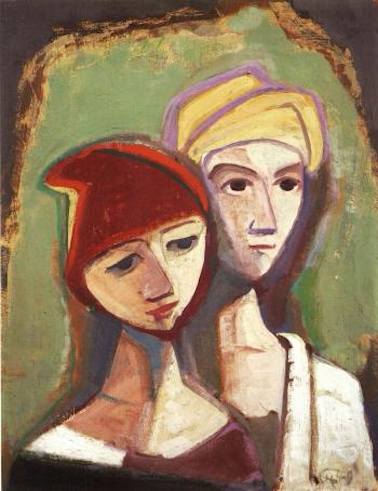 Two female heads by Karl Hofer