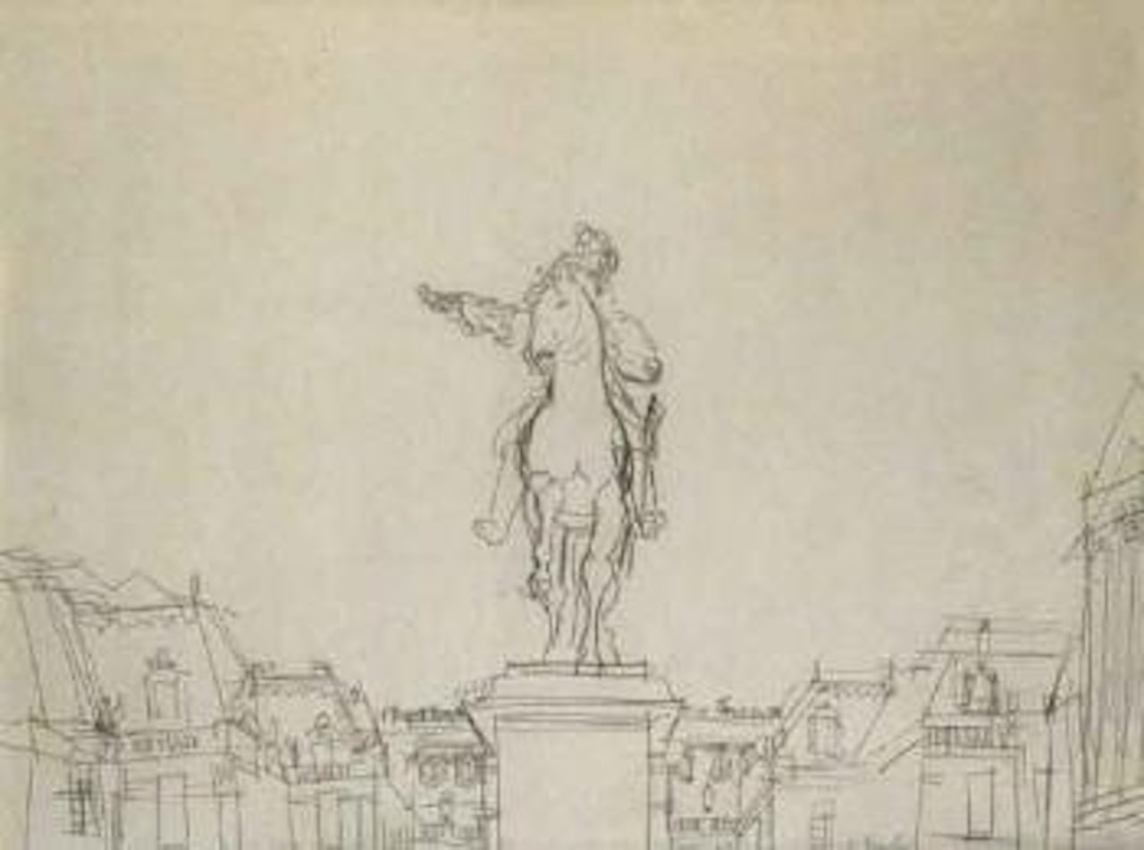 Statue of Louis XIV in the entrance courtyard, Versailles by Raoul Dufy