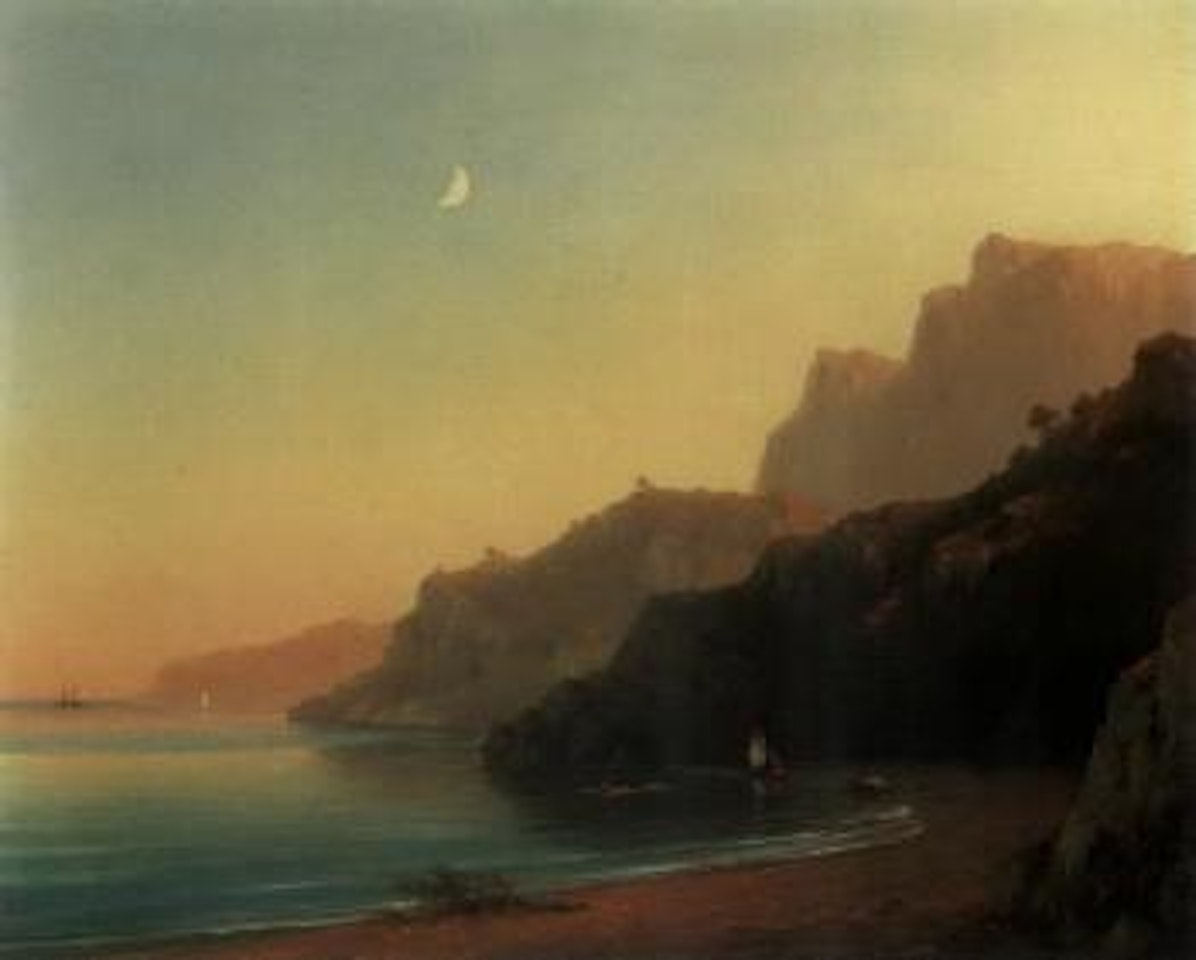 Bathing at sunset in the cove by Ivan Konstantinovich Aivazovsky