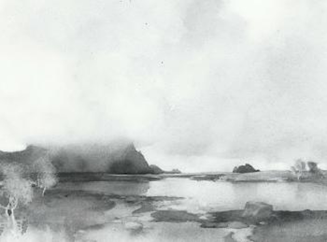 Autumnal lake landscape by William Russell Flint