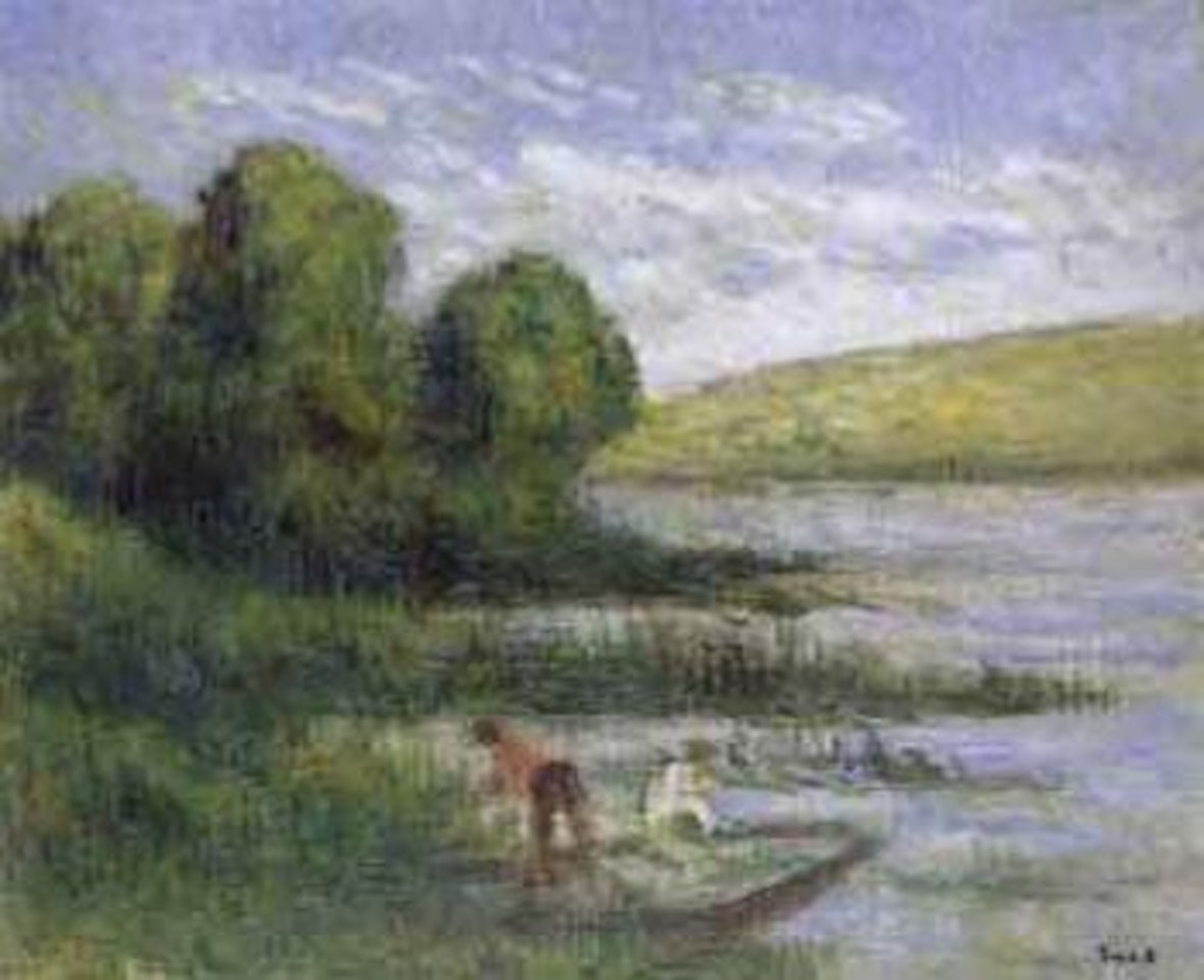 Deux silhouettes au bord de la riviere by Maximilien Luce