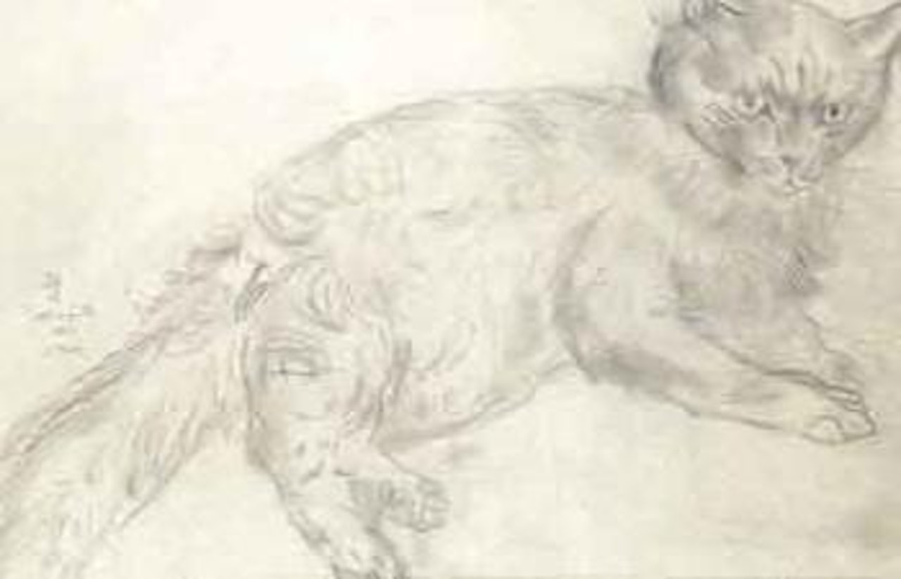 Chat couche by Leonard Tsuguharu Foujita