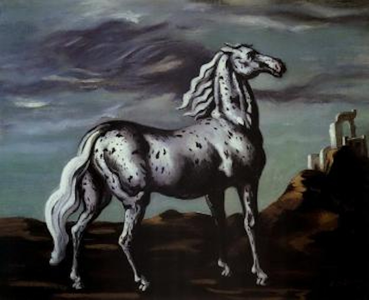 Horse in landscape by Giorgio de Chirico