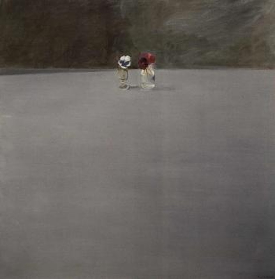 Glasses with pansies by Paul Wonner